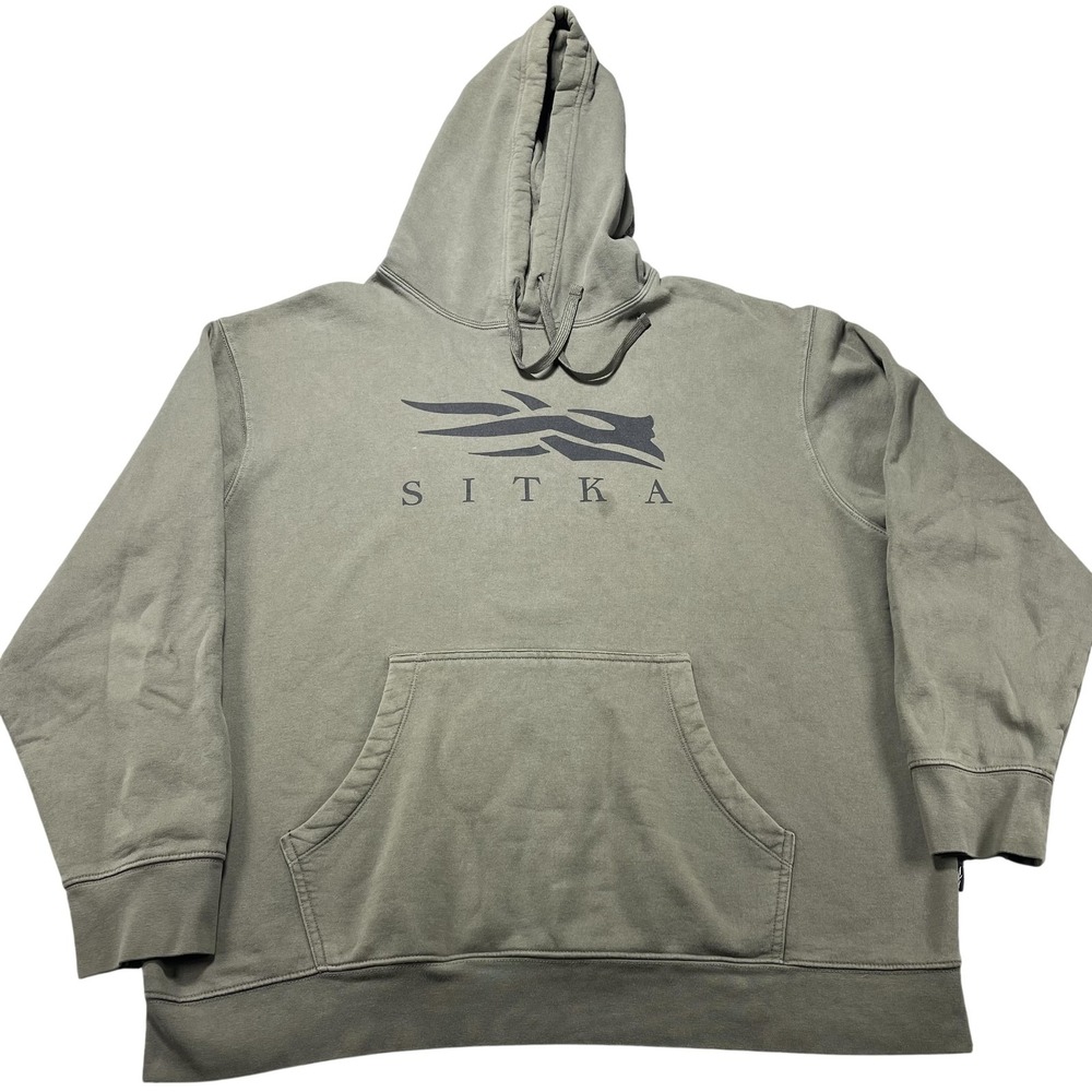 Sitka Hoodie Mens 2XL Green Logo Fleece Pullover Sweatshirt Outdoor Hunting